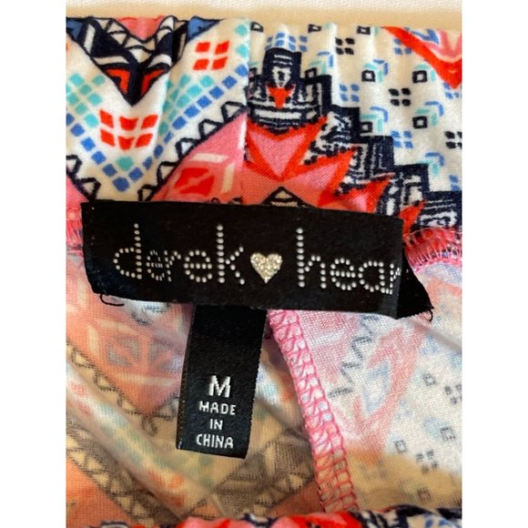 Derek Heart Womens Chevron Shorts Lace Detail Drawstring Pink White Size Medium - Picture 6 of 6